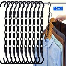 10 Stücke schwarze platzsparende Kleiderbügel, fortschrittliche intelligente Haken, stabile abgewinkelte Haken, 5-Loch Mehrzweck Kleiderständer Trocknungsgestell, kompakt rutschfest faltbar 360° drehbar, geeignet für schwere Kleidung, Kleiderordnungssystem und Aufbewahrung, unverzichtbarer platzsparender Kleiderbügel