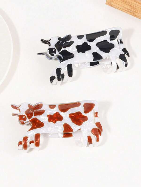 1Pc Cute Cartoon Cow Hair Clip, Animal Themed Medium-Sized Hair Accessory, Suitable For Daily Wear By Teenagers And Adults, Perfect Gift Fashion Hair Accessories Beauty Claw Clips Boho Hair Claw