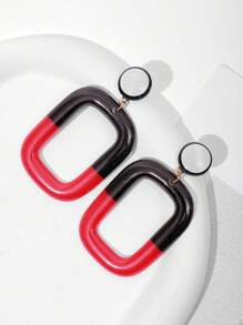 1 Pair New Geometric Rectangular Minimalist Exaggerated Earrings For Women, Suitable For Party Wear