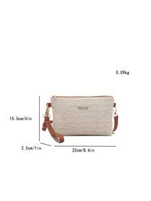 New Woven Straw Ladies' Fashion Bag, Versatile Shoulder/Crossbody Bag, Small Square Bag Wholesale, Summer - Beige - View 3