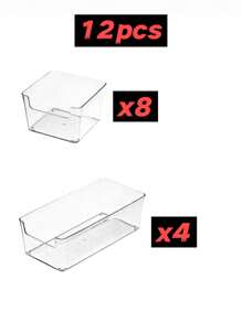 12pcs/6pcs/2pcs Drawer/Desktop Cosmetics Storage Box, Transparent Dresser Storage Box, Anti-Drop Multi-Compartment Jewelry And Small Objects Storage, Exquisite Storage Box