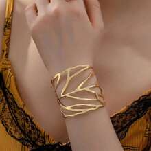 1pc Fashionable Minimalist Metallic Sea Star Linked Adjustable Bangle Bracelet For Women