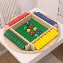 1 pieza Juego de Cerrar la Caja, Juego de dados de madera para 2-4 jugadores para fiestas, juegos de mesa de madera para oficina y hogar