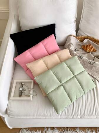 1 pièce Sac d'ordinateur simple à coussin bouffant de style coréen, adapté pour les ordinateurs portables de 13 à 15,6 pouces, sac de rangement résistant aux chocs pour MacBook