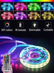 5V USB 3535 RGB LED Strip Lights, Super Long Changing Color Light Bar With 44-Key IR Remote, Suitable For Bedroom Decor, TV Background Ambience Lights, Living Room Nightlight, And Party Decoration