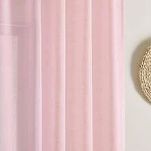 Sheer Curtains 84 Inches Long, White Curtains Living Room 2 Panels Set, Linen Curtains Window Privacy With Filtering (W52 X L84 Inch, Linen), Home Decor - 蜜桃粉色 - 查看 5