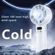 Ventilador de mano portátil, 5200mAh de larga duración de batería, diseño plegable de sobremesa, ajustabilidad de velocidad de viento de 100, modos de enfriamiento y sin enfriamiento, ideal para excursiones, caminatas, campamentos y viajes de verano