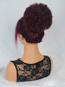 1 pieza de extensión de cola de caballo afro rizada corta con cordón de cabello humano afro rizado para uso diario de mujeres. - S99JC - Ver 6