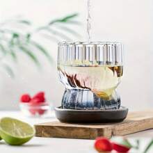 1 tazza in vetro con strisce e pizzo, 260ml - tazza per caffè freddo, tazza per latte a colazione, tazza per avena a colazione, tazza per caffè