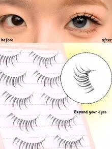 5对睫毛 浅色漫画睫毛 自然纤长睫毛 细密蓬松尖头 动漫和Cosplay睫毛 - 細長睫毛 - 查看 2