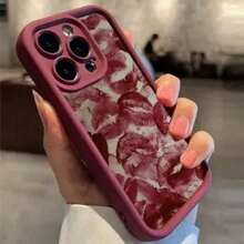 Red Lip Printed Phone Case For IPhone 16 15 14 13 12 11 Pro Max, Beautiful Valentine's Day Gift, Made Of TPU Material Protective Case   For Iphone 17 Pro Max Cute Christmas Phone Case - 款式1(1件) - 查看 2