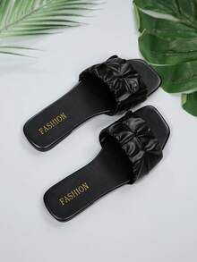 Wide Fit Sandals For Women, Black Shoes, Flip Flops, Summer Shoes, Beach Flats, Wide And Suitable Slippers Women Are Perfect For Wearing During Vacations Or Casual Daily Outings - Black - View 7