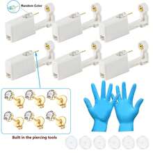 Ear Piercing Kit,Disposable Ear Piercing Gun With 5mm White Cubic Zirconia Stud Earrings For Women,At Home Self Ear Piercer Kit - White - View 2