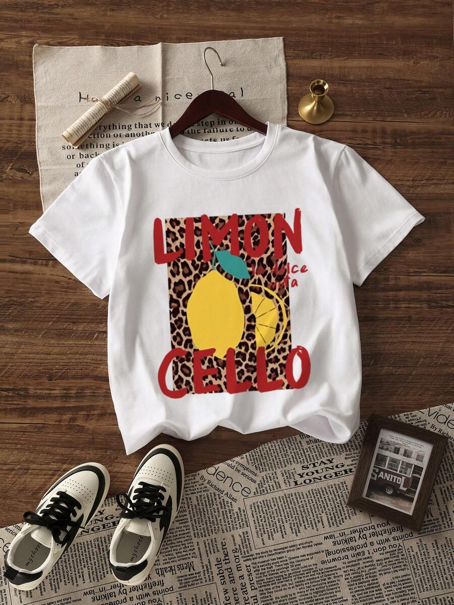 夏季新款圆领短袖男女时尚字母图案印花T恤