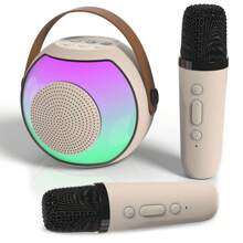HITOZON Enceinte karaoké sans fil portable avec microphone sans fil, système d'enceintes stéréo HIFI KTV, enceinte sans fil avec lumières LED colorées RVB, voix modifiée, machine à karaoké pour l'extérieur, les sports, les voyages, le meilleur cadeau pour les fêtes à la maison et les anniversaires