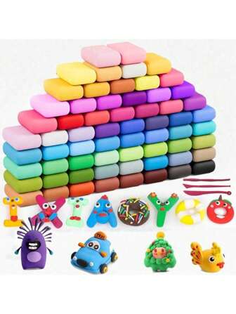 12/24/36 Piece Magic Clay Set With Carving Tools - Air Dried, Non Stick Molding Clay, Bright Colors, Suitable For DIY Crafts, Creative Games, And Creative Gifts (Random Colors)