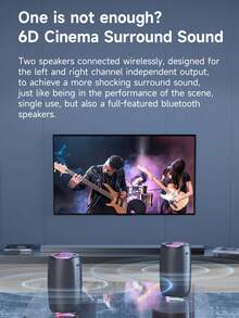 ZEALOT S61 20W Wireless Speaker, Outdoor Portable, Bluetooth Speaker, 3600mAh Long Battery, With RGB Color Lights, Up To 8 Hours Of Playback Time, Supports Mobile Phones/Tablets/TVs. Compatible With SD Card/USB/AUX, Serial Pairing Function, Suitable For/Car/Outdoor/Camping/Beach/Party - 黑色 - 查看 10