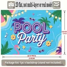 1 pieza Tapiz de pared grande de poliéster, Fiesta de piscina de verano - Diseño vibrante de flamenco tropical y palmera, Decoración interior/exterior, Telón de fondo para fotografía/transmisión en vivo, Suministros para fiestas de todas las temporadas, Fondo para eventos, Temas de festivales, Material duradero, Decoración del hogar, Plano 2D