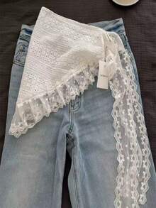 1 pièce Bandana en dentelle blanche Ceinture pour femmes Printemps Été Rétro français Foulard triangulaire de haute qualité Serre-tête Bandeau noué Accessoires capillaires mode Bandeaux classiques Automne Hiver Pour tenues de vacances Femme - Multicolore - Voir 18