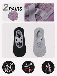 1 Pair/3 Pairs/5 Pairs/6 Pairs, Women's Thick Yoga Socks, Jump Exercise Indoor Non Slip Floor Socks - Multicolor - View 5