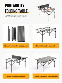 Bàn cắm trại gấp gọn, di động, nhẹ, có thể cuộn lại, điều chỉnh độ cao, kèm túi đựng, thích hợp sử dụng trong nhà và ngoài trời cho cắm trại, dã ngoại, sân vườn, tiệc nướng, hiên nhà. - Nhiều màu - Xem 7