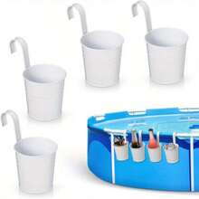 2/4pcs Pool Side Cup Holder, Pool Edge Storage Rack, Pool Beer Cup Holder, Iron Cup Holder, Swimming Pool Drink Holder, Storage Container Basket