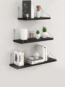 1 pieza Estante de pared con gancho, organizador expositor de librería para sala de estar, oficina - Disponible en varios tamaños - Negro - Ver 4