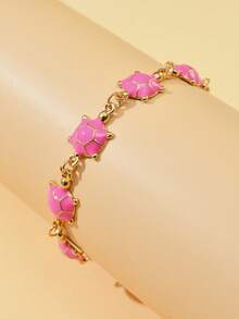 1 件时尚海洋风格海龟珐琅可调节绳手链，适合情人节、朋友、家庭聚会、礼物、女士日常佩戴