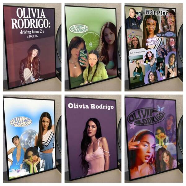 1/6pcs Singer Olivia Cool Rodrigo Star Poster, HD Poster Printing, Art Collection, Home Decor, Music Fans, Wall Art, Suitable For Bedroom And Living Room Beautiful Decorative Hanging Painting, Perfect Gift For Fans, Great For Room Decoration (Unframed)