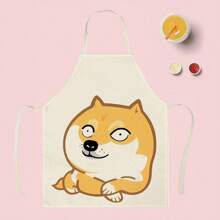 1pc Dog Letters With Chinese Style Pattern Apron, Creative And Fun Stylish Printing House Cleaning Apron, Waterproof Oil Easy Cleaning Kitchen Cooking Apron, Creative Home Apron, Work Uniform