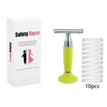 Razor For Women With 10 Blades, Reusable Single Blade Razors, Silicone Non-Slip Handle Razor, Smooth Close Shave For Ideal Gift For Girlfriend, Birthday