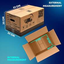 5/10/20 Large Strong Cardboard Moving Boxes - Removal Boxes For Moving House - Packing & Storage Cartons With Carry Handles 52cm X 30cm X 30cm - Approx. 20"X12"X12" - Brown - View 3