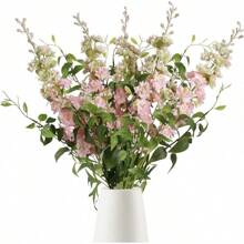 White Flowers Artificial Delphinium 9PCS With Clematis Greenery For Wedding & Home Decor