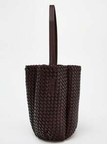 Bolso tipo cubo con efecto tejido, nuevo diseño de moda de bolso de mano, bolso de hombro, bolso de diseñador de tote pequeño para mujer