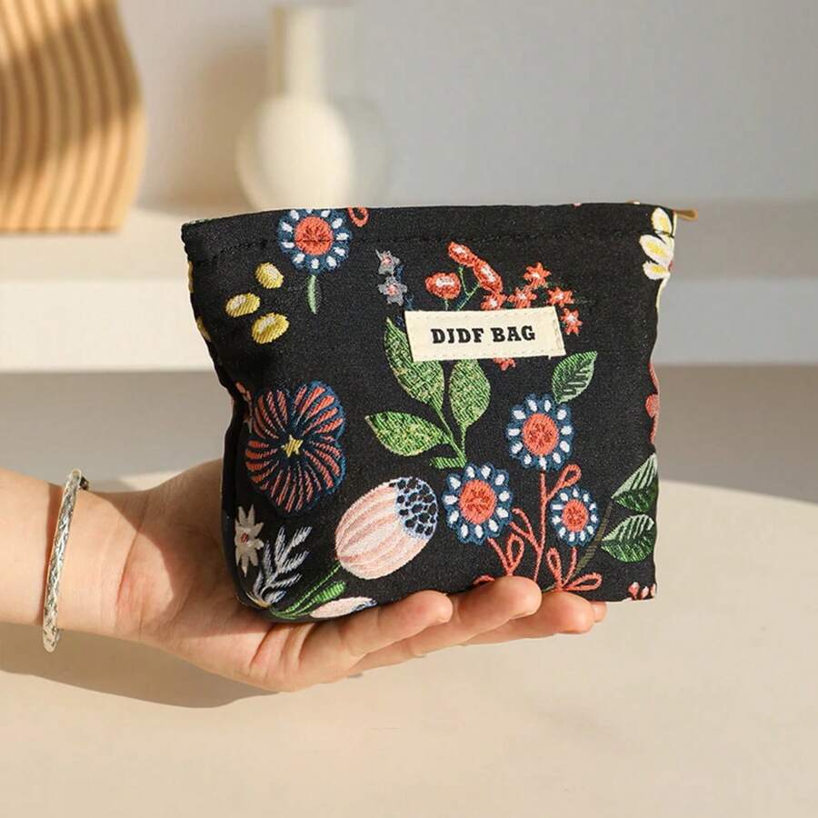 Bolsa de cosméticos pequeña con patrón de planta portátil para mujer, bolsa de almacenamiento de servilletas sanitarias, bolsa de llaves y monedas para viajes, bolsa de tarjeta portátil, nuevo - 1 - Ver 1