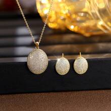 2pcs/Set Elegant Women Jewelry Set, Necklace And Earrings, Exquisite Style, Suitable For Wedding, Party, Gift, Jewelry Box
