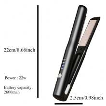 Plancha de pelo, rizador, plancha de pelo, rizador de pelo, plancha, plancha de pelo inalámbrica portátil con revestimiento de cerámica, plancha de pelo tipo peine caliente para mujeres, mini ligera, puerto de carga Tipo-C para plancha de pelo recargable por USB, 2 en 1 mini inalámbrica portátil alisadora y rizadora de pelo, Grande
