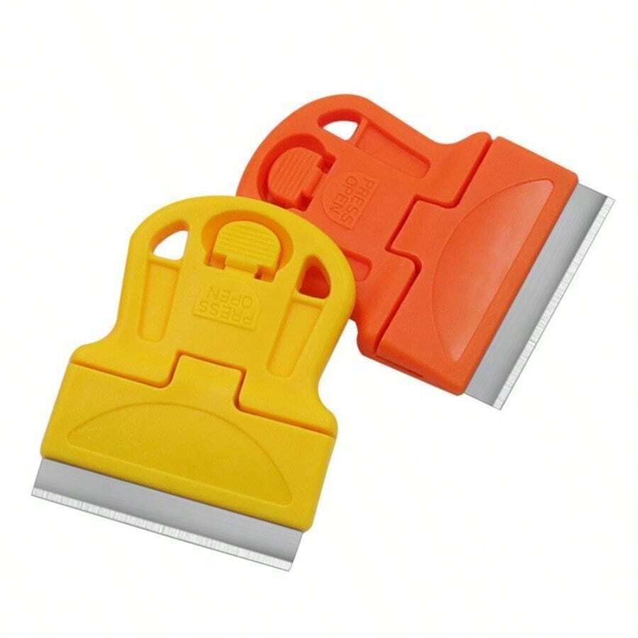 Miniature Scraper With Ergonomic Orange Handle - Durable Plastic Sticker, Paint And Window Removal Tool, No Power Required, Easy To Hold, Long-Lasting - 彩色 - 查看 1