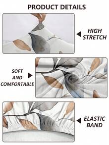 1pc Artistic Leaf Print Satin Wrap Around Bed Skirt, 4-Sided Elastic Bed Skirt, Fits Universal European Sizes - Multicolor - View 4