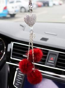 1pc Diamond Inlaid Car Pendant, High-End Car Pendant, Plush Car Interior, Lost Rearview Mirror Pendant