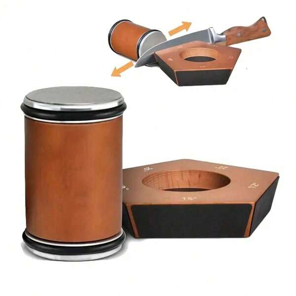 Rolling Knife Sharpener Offers 5 Angles (12,15,18,20,22°) - 100% Natural Wood, Easy To Use - Rolling Sharpener For Kitchen Knives&Chef's Knives, Knife Sharpener Roller Sharpening Artifact ﻿