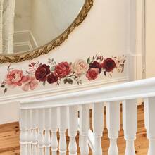 1pc Pink Enchantress Flowers And Green Leaves Wall Sticker, Stickers, Wall Decal, Vinyl Decal For Home Decorations, Spring Decoration Items Refresh Your Home, Festival Decoration Stickers Gifts Birthday Graduation - Multicolor - View 11