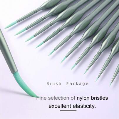 11pcs Premium Fine Brushes With Triangle Handle For Acrylic, Oil Painting, Watercolor And Paint By Numbers, Models, Nail Art, Crafts,Back To School,School Supplies