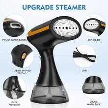 Iron For Clothes, Handheld Steamer For Clothes 1500W, Clothes Steamer With Large 300ml Water Tank, Fast Wrinkle Remover Portable Garment Steamer, Ideal For Home, Office, Travel - 查看 4