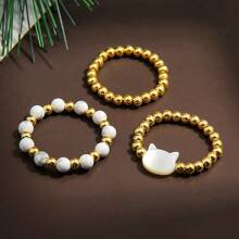 3 Peças/Conjunto Anéis Elásticos Femininos, Anéis Empilháveis de Gato Fofos, Perfeito para Encontros, Festas, Férias, Reuniões Familiares, Dia dos Namorados, Dia das Mães, Aniversário, Presente para Amigos e Família