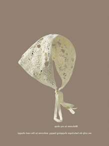 1 Peça de Lenço Vintage Francês, Lenço Triangular de Crochê Feito à Mão, Flor Doce e Fofa, Adequado para Atividades ao Ar Livre como Caminhada, Acampamento, para Proteção Solar e à Prova de Vento
