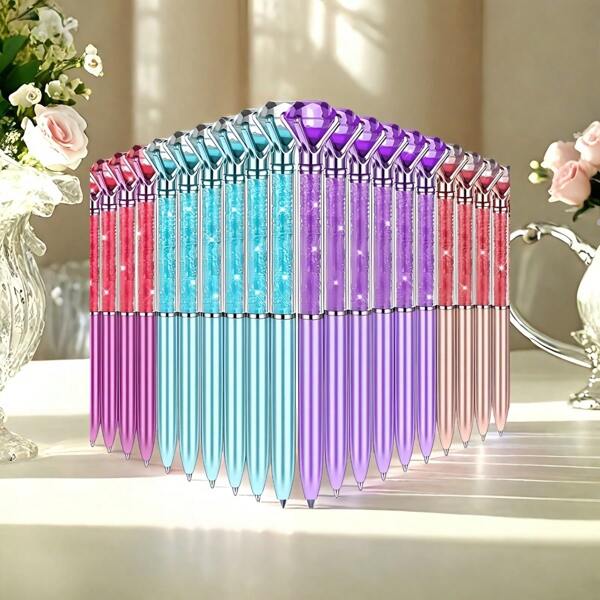 24/12 قلم حبر جاف نقطة رفيعة، قابل للسحب، خفيف الوزن - مثالي لمستلزمات المدرسة والمكتب، هدايا عيد الميلاد والزفاف - 4 ألوان