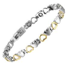 1pc Heart-Shaped Magnetic Bracelet, Stainless Steel Bracelet With Adjustable Sizing Tool Jewelry Gift (Silvery+Golden)