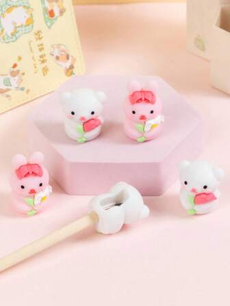 TOCHAIN 1pc/2pcs Random Cartoon Rabbit Design Manual Mini Pencil Sharpener, Portable Student Stationery, Perfect Gift For Back To School, Christmas