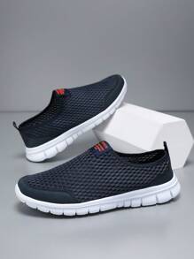 Mesh Slip-On Casual Soft Bottom Breathable Athletic Sneakers, Summer Slouchy Shoes